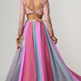 Mauve Multicolour Lehenga Pants Set