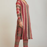 Charcoal Grey V Neck Straight Kurta Pant Set