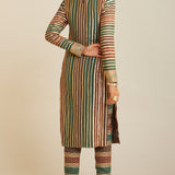 Mud Green Straight Kurta Pant Set