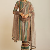 Mud Green Round Neck Straight Kurta Pant Set