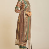 Mud Green Round Neck Straight Kurta Pant Set