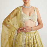 Green Chandelier Pearl Drop Lehenga Set