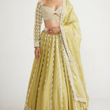 Green Chandelier Pearl Drop Lehenga Set