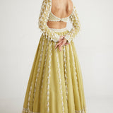 Green Chandelier Pearl Drop Lehenga Set