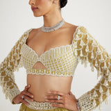 Green Chandelier Pearl Drop Lehenga Set