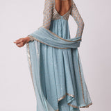 Powder Blue High Low Kurta Set
