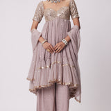 Ash Pink High Low Kurta Set