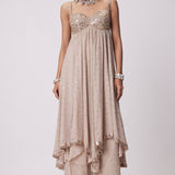 Light Beige High Low Kurta Set