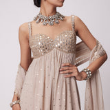 Light Beige High Low Kurta Set