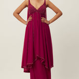 Red Crystal Embellished Kurta Set