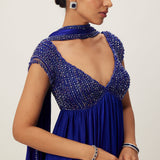 Blue Crystal Beaded Kurta Set