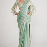 Mint Chandelier Drop Saree Set