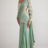 Mint Chandelier Drop Saree Set