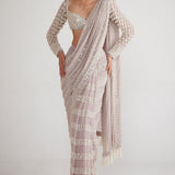 Pink Chandelier Pearl Drop Saree Set