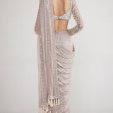 Pink Chandelier Pearl Drop Saree Set