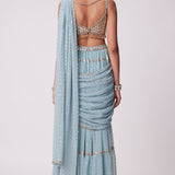 Powder Blue Multi Tier Saree Set