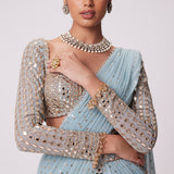 Powder Blue Multi Tier Saree Set