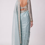 Powder Blue Organza Saree Set