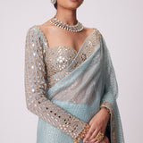 Powder Blue Organza Saree Set