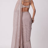 Ash Pink Frill Saree Set