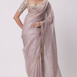 Ash Pink Organza Saree Set