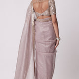 Ash Pink Organza Saree Set
