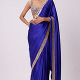 Persian Blue Hand Embroidered Saree Set