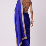 Persian Blue Hand Embroidered Saree Set
