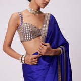 Persian Blue Hand Embroidered Saree Set