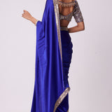 Persian Blue Mirror Embroidered Saree Set