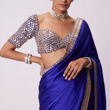 Persian Blue Mirror Embroidered Saree Set