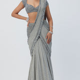 Crystal Grey Georgette Saree