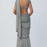 Crystal Grey Georgette Saree