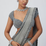 Crystal Grey Georgette Saree