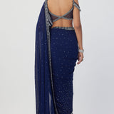 Deep Blue Embroidered Saree