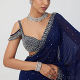 Deep Blue Embroidered Saree