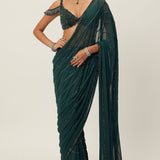 Jade Green Embroidered Saree