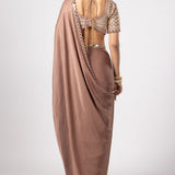 Deep Beige Saree With Sweetheart Neck Blouse