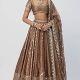 Copper Shimmer Organza Sequins Lehenga Set