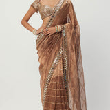 Copper Shimmer Organza Saree Set