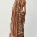 Copper Shimmer Organza Saree Set