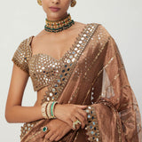 Copper Shimmer Organza Saree Set
