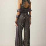 Metallic Grey Sharara Pant Set