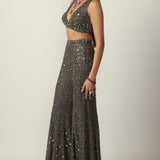 Metallic Grey Sharara Set