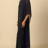 Deep Blue Silver Drop Kaftan Set