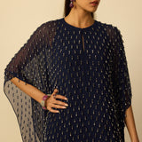 Deep Blue Silver Drop Kaftan Set