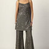 Metallic Grey Sharara With Kurta Set