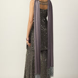 Metallic Grey Sharara With Kurta Set