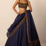 Deep Blue Tassel Dupatta Lehenga Set