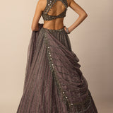 Metallic Grey Linear Lehenga Set
